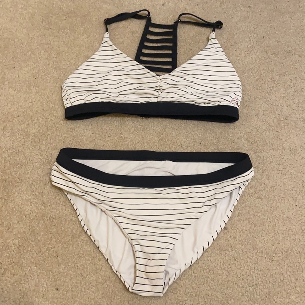 Cute Black and White Striped Bathing Suit